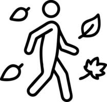Person walking with falling autumn leaves icon leaf vector