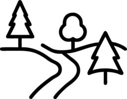 Simple line art forest path with trees nature outdoors vector