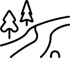 Simple black line drawing of a forest path trees nature vector