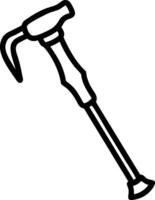Black outline icon of a hiking trekking pole hiking pole vector