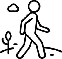 Simple line drawing of a person walking in a meadow vector
