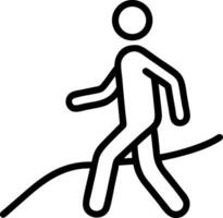 Black outline icon of a person walking on a path silhouette vector