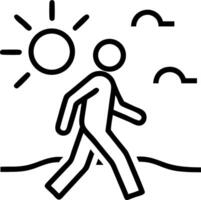Person walking towards sun with wavy ground sunset vector