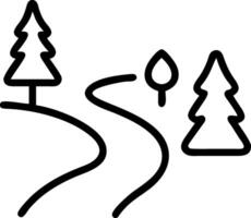 Simple line art of a forest path with trees nature vector