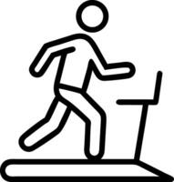 Black and white icon of a person running on a treadmill vector