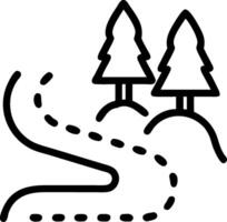 Winding forest path with two stylized trees trail nature vector