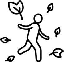 Person walking through falling autumn leaves icon leaf 1 vector