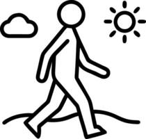 Stick figure walking towards sun and cloud outdoor vector