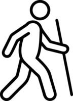 Person walking with a stick icon silhouette vector