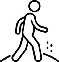 Black outline icon of a person walking on a gravel path vector