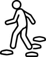Stick figure walking across stepping stones path crossing vector