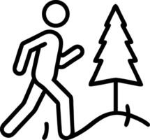 Stick figure walking next to a pine tree person hiking vector