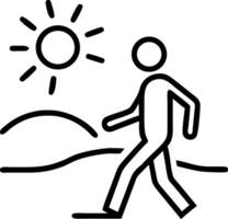 Person walking towards sun over rolling hills sunset vector