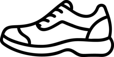 Black and white outline of a single running shoe sneaker vector