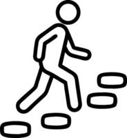 Person walking up stepping stones icon symbol vector