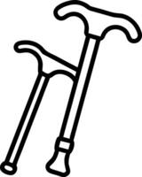 Two black walking canes with curved handles walking stick vector
