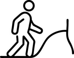 Person walking up a curved path icon silhouette vector