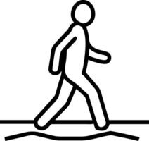 Black and white stick figure walking on a path person vector