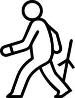 Person walking with a walking stick icon silhouette vector