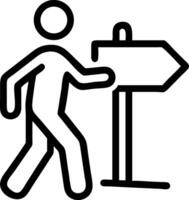 Stick figure walking towards directional sign person vector