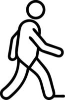 Simple black outline icon of a person walking silhouette vector