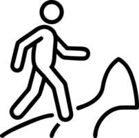 Stick figure walking on uneven terrain icon path vector