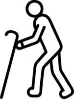 Person with walking stick icon cane elderly vector