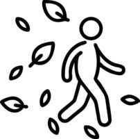 Stylized person walking among autumn leaves falling leaves vector