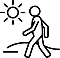 Stick figure walking towards sun icon person sunset vector