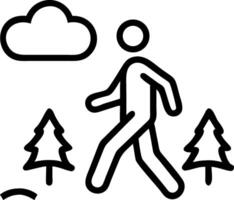 Person walking through stylized forest with cloud figure vector