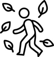 Person walking with falling autumn leaves icon leaf 2 vector