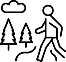 Stick figure walking through forest with cloud trees vector