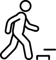 Black outline icon of a person walking up steps stairs vector
