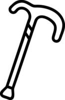 Black outline of a walking cane walking stick mobility aid vector