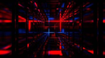 Blue and Red Square Fantasy Tunnel with Neon Movement On Frame Background VJ Loop in 4K video