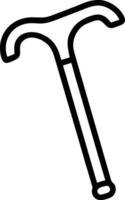 Black outline of a curved handle walking stick cane vector