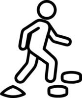 Black outline person walking on stepping stones path vector