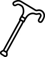 Black outline of a walking stick on white background vector