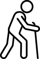 Elderly person with walking stick icon cane senior vector
