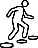Black and white icon of a person walking on stepping stones vector