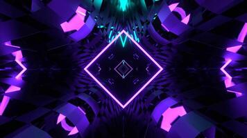 Turquoise and Purple Dimensional Tunnel with Neon and Mirror Pattern Background VJ Loop in 4K video