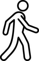 Black outline icon of a person walking person walking icon vector