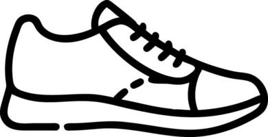 Black outline of a single athletic shoe with laces vector