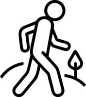 Person walking in a stylized forest landscape figure vector