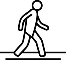 Black and white icon of a person walking stick figure vector