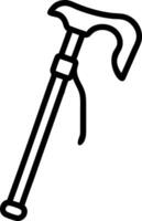 Black outline of a walking stick cane hiking vector