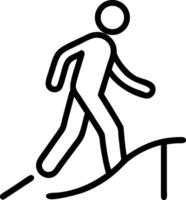 Black and white icon of a person walking on a path vector