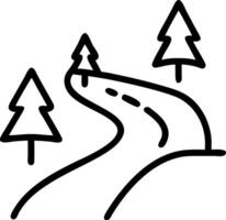 Winding forest path with pine trees icon road vector