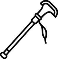 Black outline of a walking stick with a curved handle 1 vector