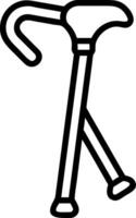 Black outline of two crossed walking sticks cane support vector